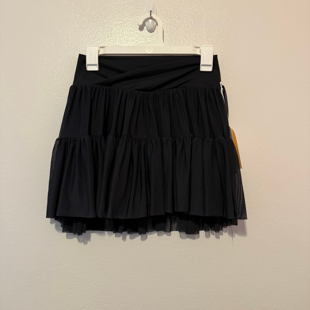 Blogilates Ballerina Skort Black Tiered Mesh Skirt Pockets Medium